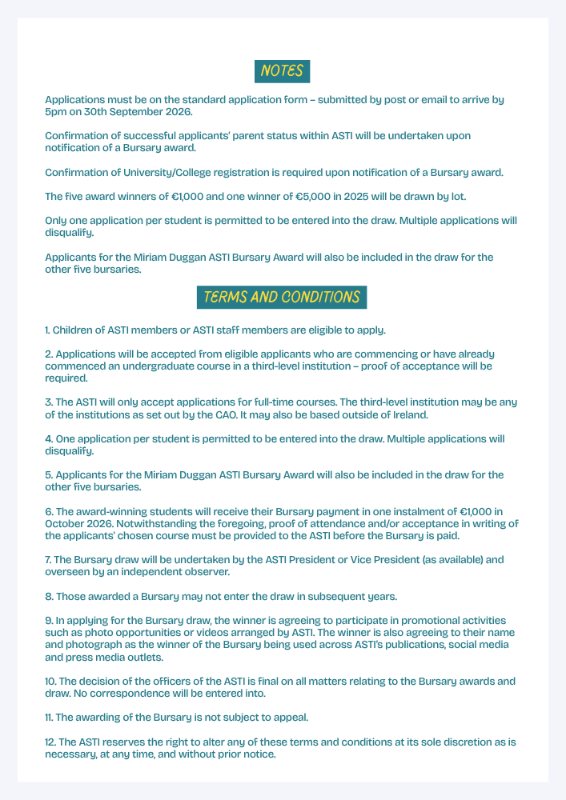 bursary 2026 terms
